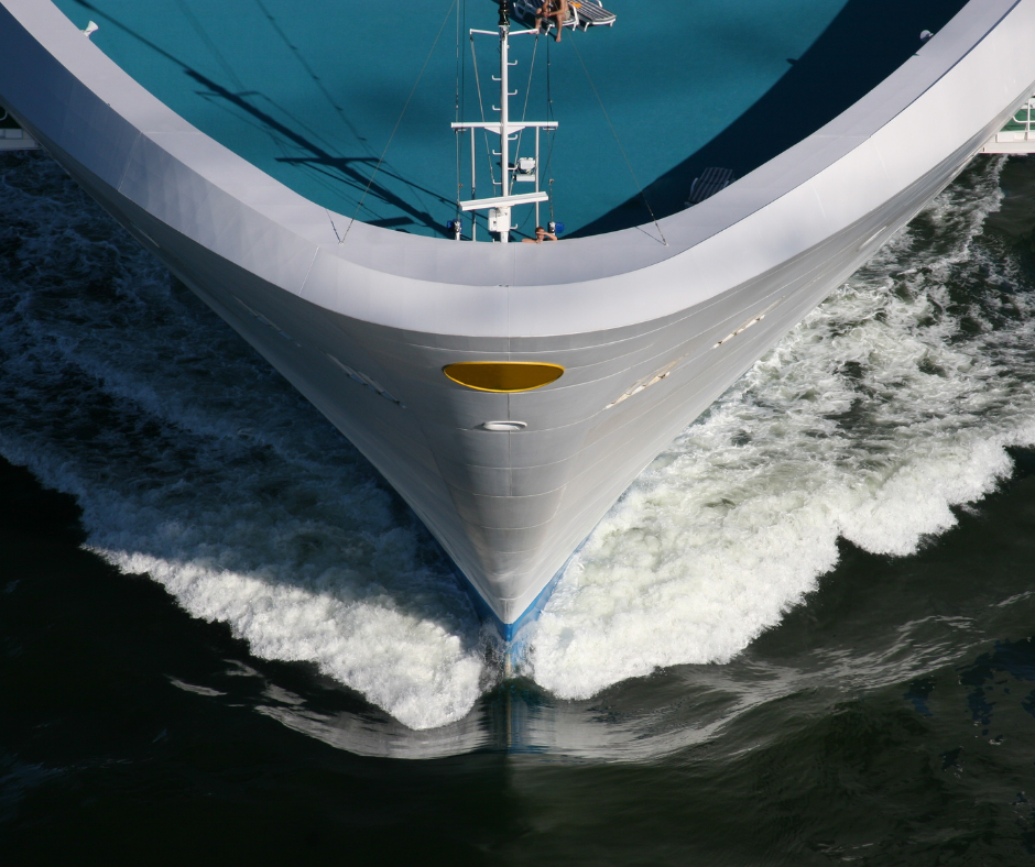 Picture of wake made by the front of a boat