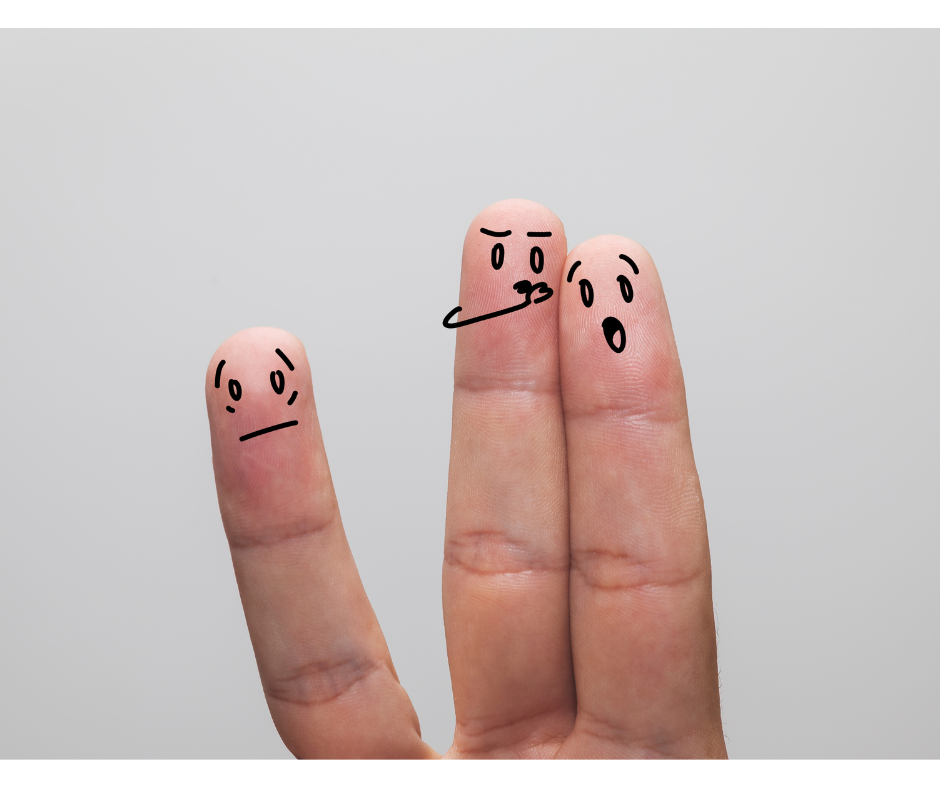 Picture of finger puppets gossiping