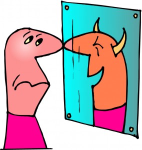 inner critic see demon in mirror clipart 19983653 284x300